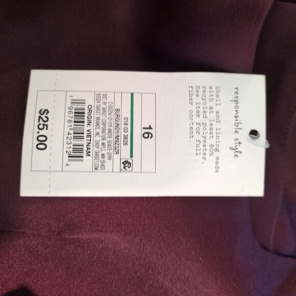 NEW A New Day Womens 16 Burgundy Mini Dress Formal Square Neck - Picture 5 of 5